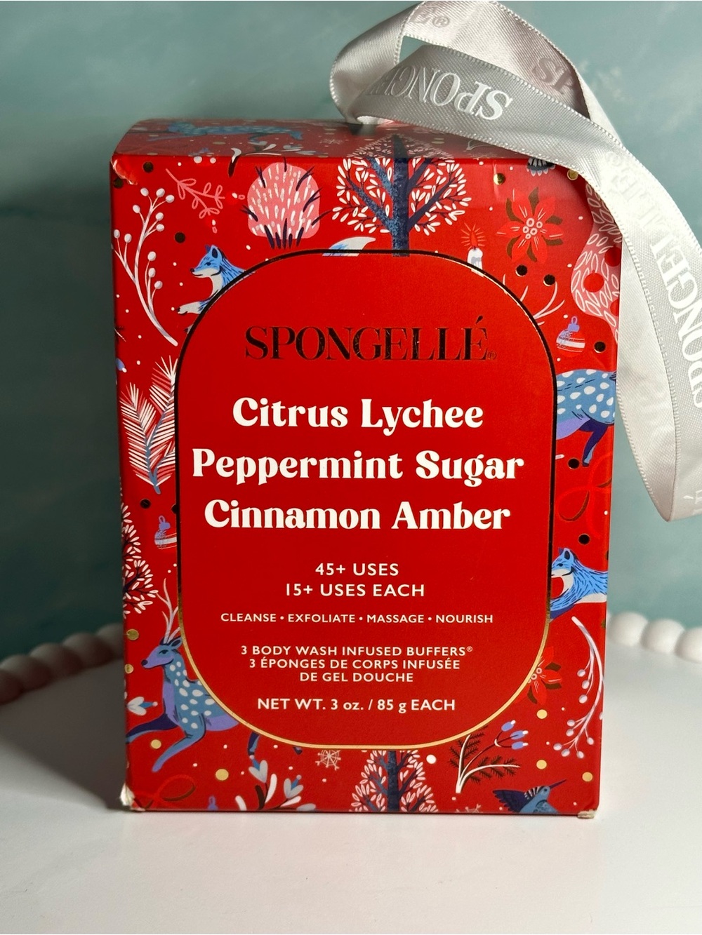 Spongelle Body Wash Infused Buffer Trio Set Citrus Lychee Peppermint Cinnamon